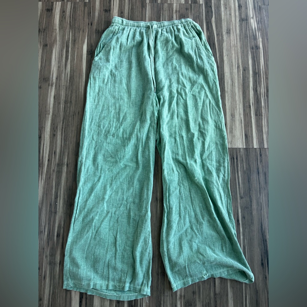 Green Linen Pants